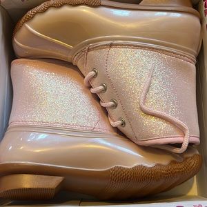 Girls Pink Glitter Duck Boots